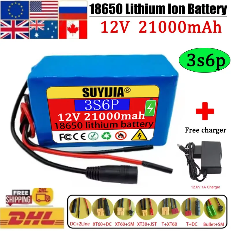 100% Large Capacity XT-60 3S6P 12V 21Ah 18650lithium-ion Rechargeable Battery Pack, Built-in Intelligent BMS 12.6V 2A Charger
100% Large Capacity XT-60 3S6P 12V 21Ah 18650lithium-ion Rechargeable Battery Pack, Built-in Intelligent BMS 12.6V 2A Charger