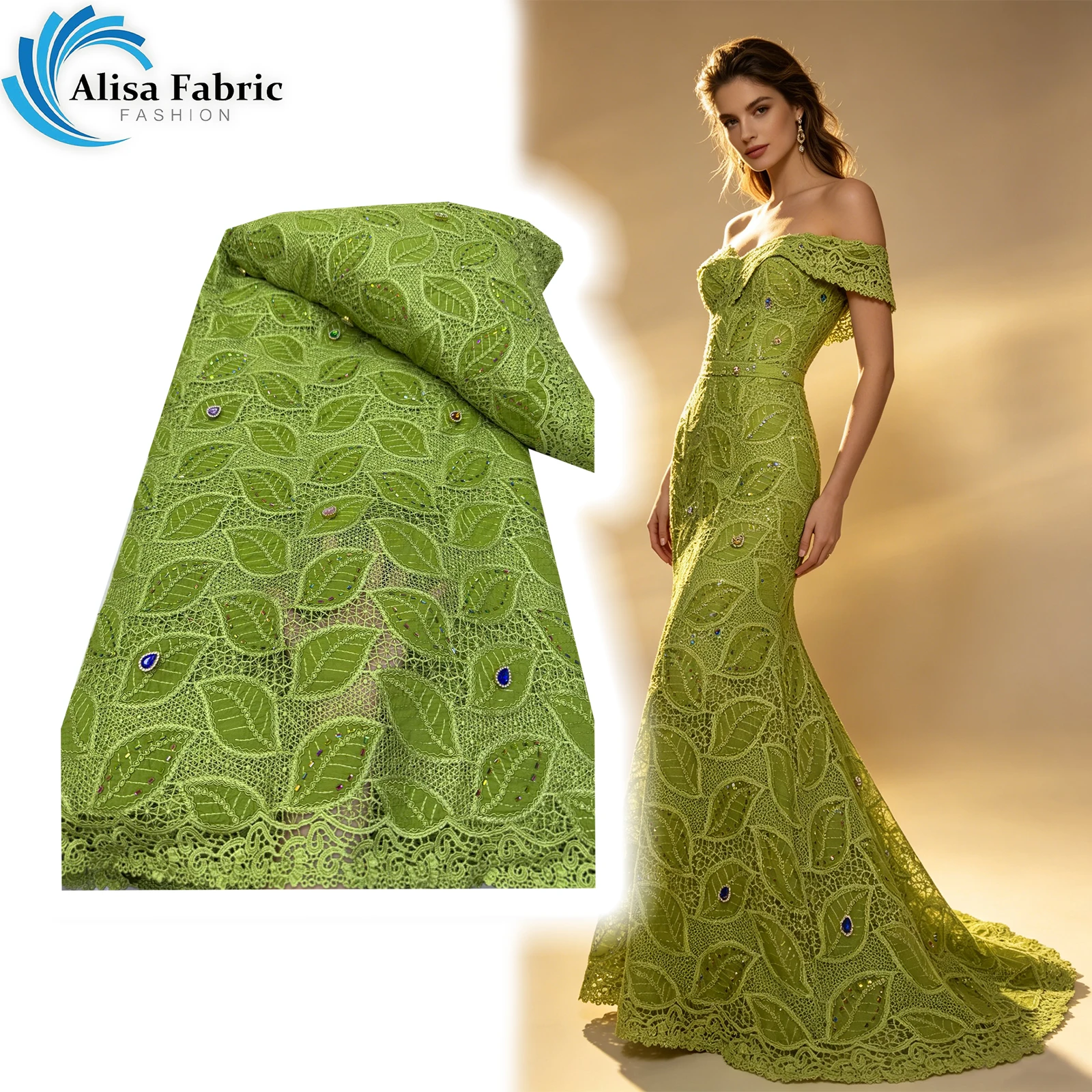 High quality beaded lace fabric 5 yards fabric Women's luxurious beaded decorative wedding guest party dress
High quality beaded lace fabric 5 yards fabric Women's luxurious beaded decorative wedding guest party dress