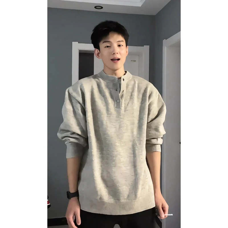 Light Grey Men's Knitted Henry Collar Sweater Base Layer Inner Wear Shirt Korean Style Lazy Fashion Autumn Winter
Light Grey Men's Knitted Henry Collar Sweater Base Layer Inner Wear Shirt Korean Style Lazy Fashion Autumn Winter