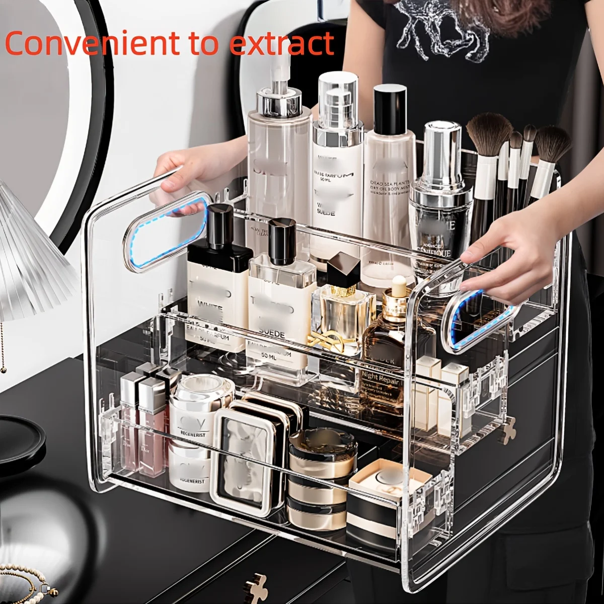 Acrylic Clear Slanted Desktop Storage Organizer, 1Pc Tabletop Basket for Home Vanity, Suitable for Lipstick, Perfume
Acrylic Clear Slanted Desktop Storage Organizer, 1Pc Tabletop Basket for Home Vanity, Suitable for Lipstick, Perfume