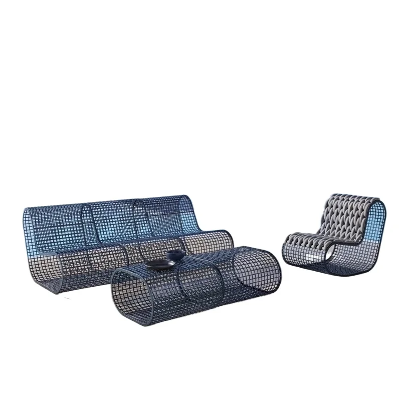 Nordic outdoor aluminum alloy sofa, courtyard balcony leisure rope sofa coffee table combination, hollow
Nordic outdoor aluminum alloy sofa, courtyard balcony leisure rope sofa coffee table combination, hollow
