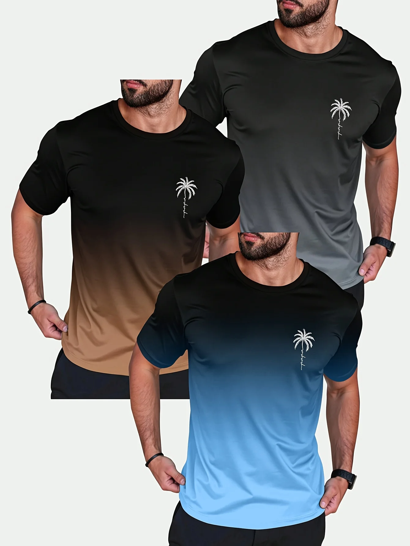 3PCS Gradual Color Printed Men's T-Shirt Lightweight Quick Drying Sports Short Sleeve Suitable for Ordinary and Plus-Size People
3PCS Gradual Color Printed Men's T-Shirt Lightweight Quick Drying Sports Short Sleeve Suitable for Ordinary and Plus-Size People