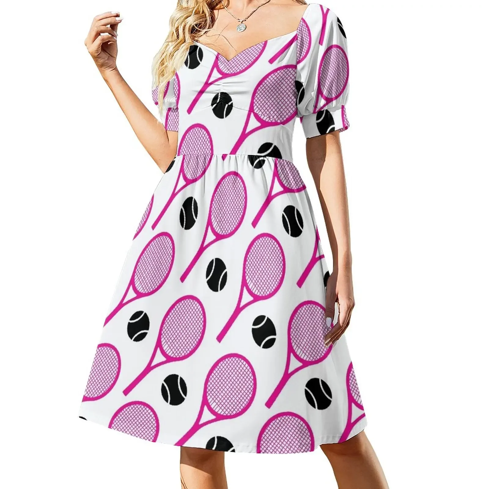 Vivid pink Tennis rackets pattern Short-Sleeved Dress Women dresses summer summer clothes summer dresses ladies 2025
Vivid pink Tennis rackets pattern Short-Sleeved Dress Women dresses summer summer clothes summer dresses ladies 2025