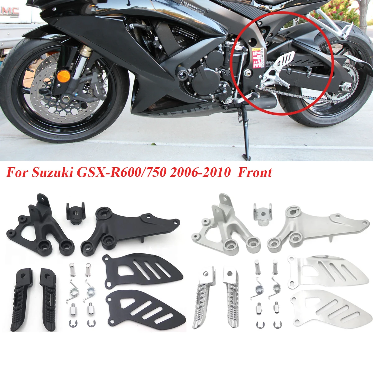 For Suzuki GSX-R600 GSXR 600 GSXR 750 2006-2010 Motorcycle Footrest Bracket Mount Set Front Driver Rider Foot Pegs Pedal
For Suzuki GSX-R600 GSXR 600 GSXR 750 2006-2010 Motorcycle Footrest Bracket Mount Set Front Driver Rider Foot Pegs Pedal