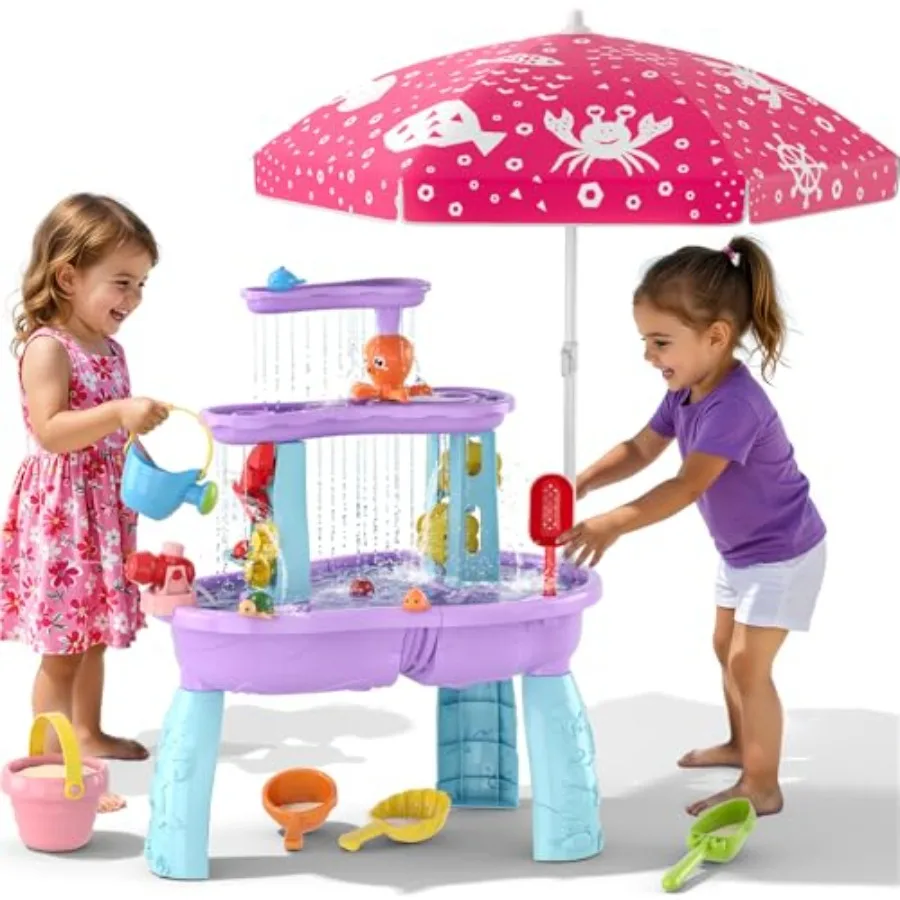 3-Tier Water Table for Toddlers: Plastic Blue Adjustable Umbrella Sensory Play Features for Outdoor Summer Use
3-Tier Water Table for Toddlers: Plastic Blue Adjustable Umbrella Sensory Play Features for Outdoor Summer Use