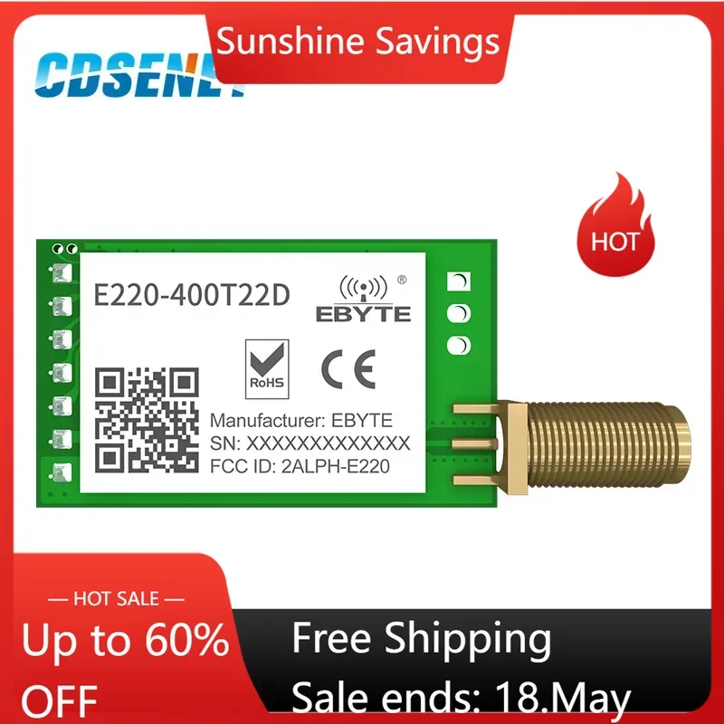 LLCC68 LoRa 433 МГц 470 МГц Беспроводной модуль 22 дБм 5 км CDSENET E220-400T22D SMA-K UART RSSI Watchdog Передача пробуждения на воздухе
LLCC68 LoRa 433 МГц 470 МГц Беспроводной модуль 22 дБм 5 км CDSENET E220-400T22D SMA-K UART RSSI Watchdog Передача пробуждения на воздухе