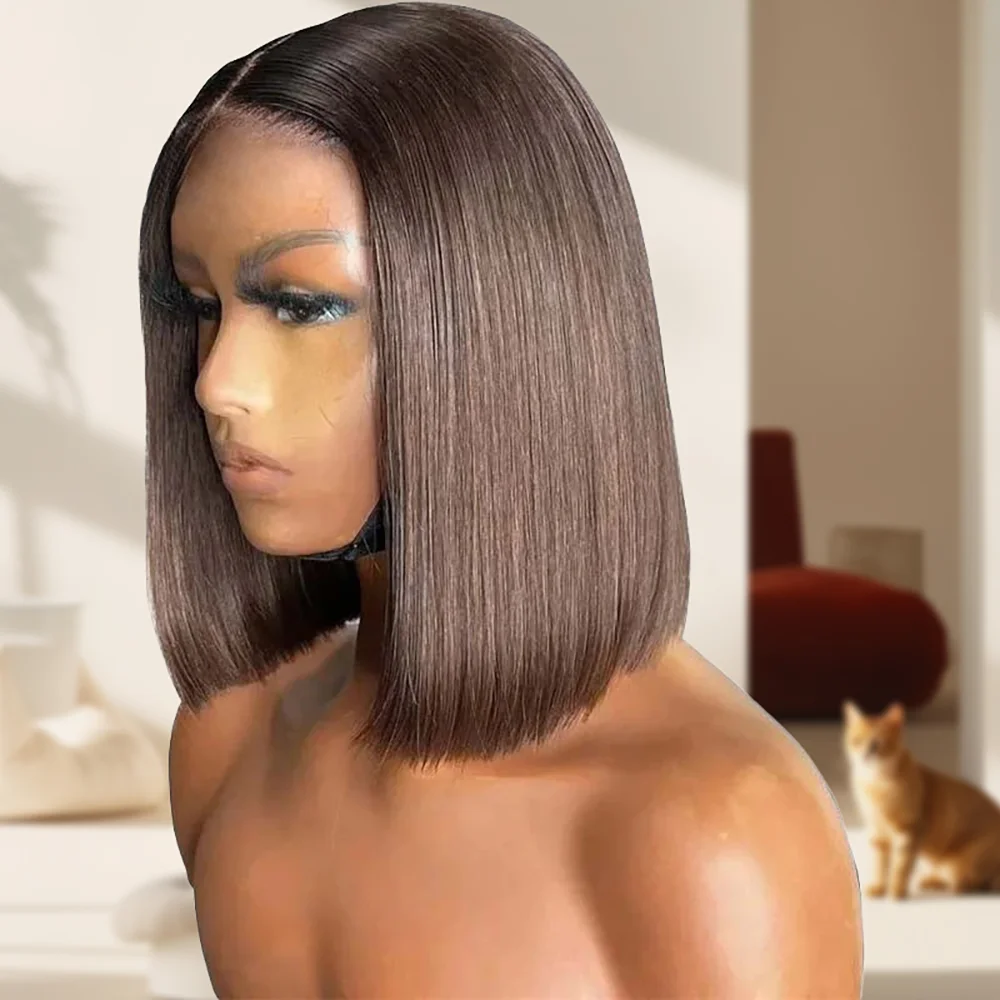 220% Density Brown Straight Bob Wig Brazilian Remy Pre Plucked 13x4 Lace Front Wig Human Hair Wigs Bob Lace Front Wig Color #4
220% Density Brown Straight Bob Wig Brazilian Remy Pre Plucked 13x4 Lace Front Wig Human Hair Wigs Bob Lace Front Wig Color #4