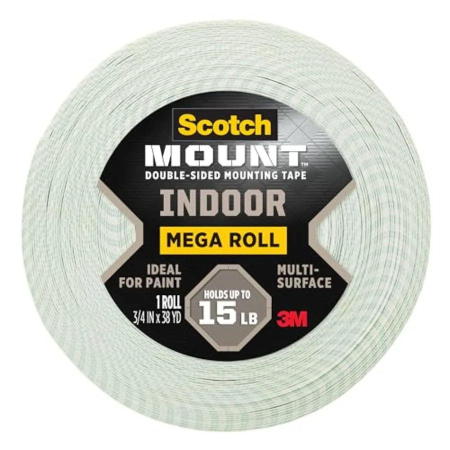 Double-Sided Tape Mega Roll 3/4 in x 114 ft Indoor Mounting White Tape Features 3M Industrial Strength Adhesive No Mess or Tool
Double-Sided Tape Mega Roll 3/4 in x 114 ft Indoor Mounting White Tape Features 3M Industrial Strength Adhesive No Mess or Tool