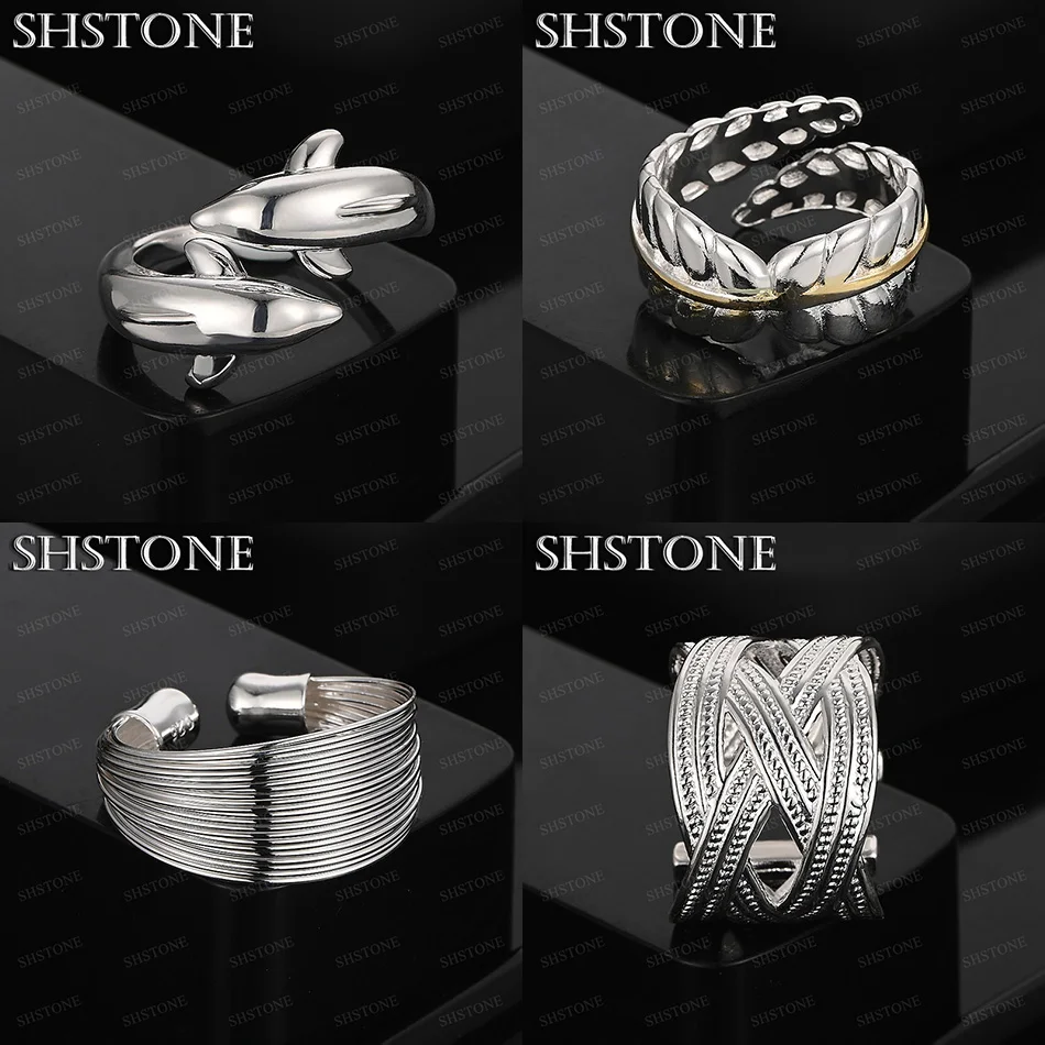 Beautiful 925 Sterling Silver Dolphin Gold Feather Multi-Line Cross-Woven Open Ring Women Wedding Party New Jewelry Accessories 
Beautiful 925 Sterling Silver Dolphin Gold Feather Multi-Line Cross-Woven Open Ring Women Wedding Party New Jewelry Accessories
