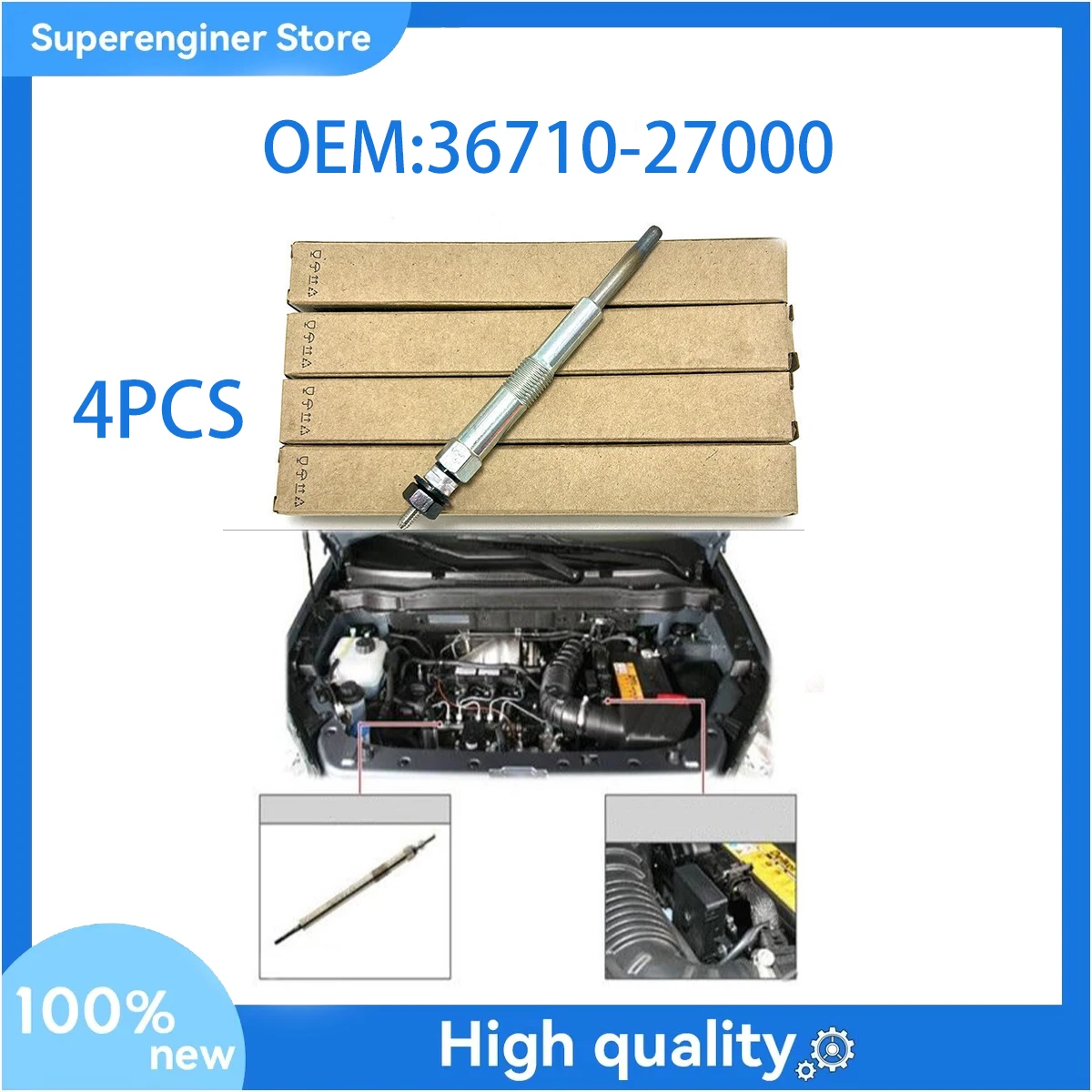 4PCS 36710-27000 36710-27010 Glow Plugs For Hyundai KIA Grandeur i30 Elantra Santa FE 2.0 2.2 3671027000
4PCS 36710-27000 36710-27010 Glow Plugs For Hyundai KIA Grandeur i30 Elantra Santa FE 2.0 2.2 3671027000
