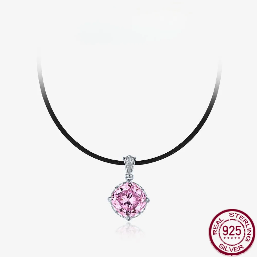 New S925 Silver 14 * 14 Pillow shaped Pink High Carbon Diamond Pendant for Women, Adjustable Magnetic Engagement Jewelry
New S925 Silver 14 * 14 Pillow shaped Pink High Carbon Diamond Pendant for Women, Adjustable Magnetic Engagement Jewelry