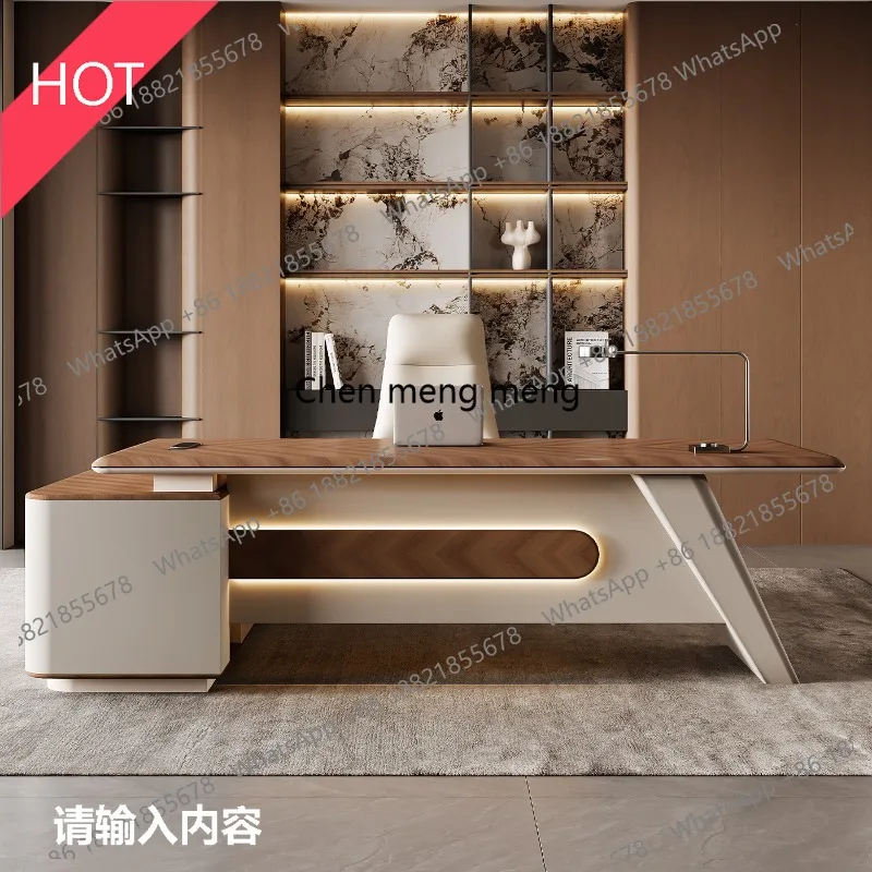 03A Boss desk light luxury high-end desk president manager office furniture table chair combination set
03A Boss desk light luxury high-end desk president manager office furniture table chair combination set