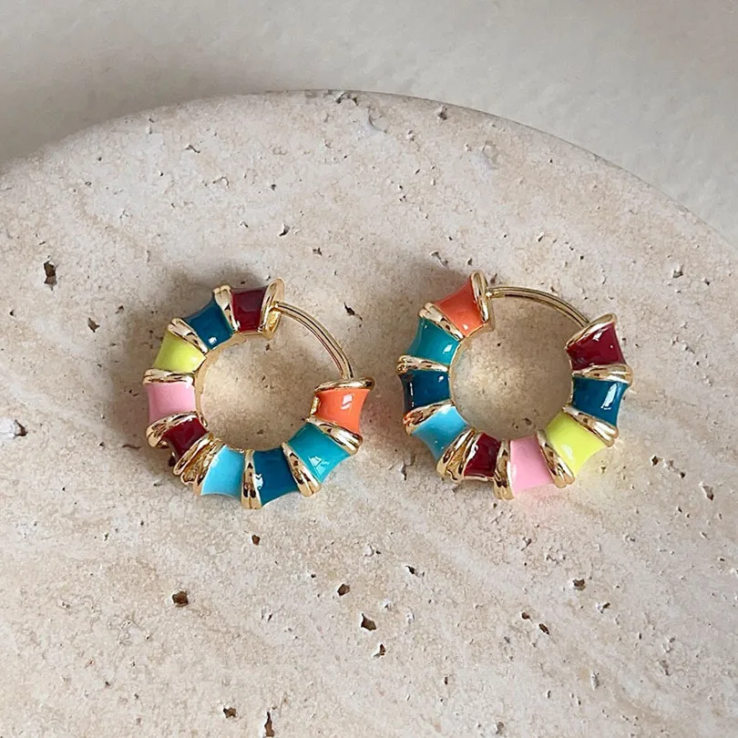 Fashion Luxury Colorful Enamel Round Circle Hoop Earrings for Women Copper Metal Huggie Ear Party Jewelry Gifts Wholesale
Fashion Luxury Colorful Enamel Round Circle Hoop Earrings for Women Copper Metal Huggie Ear Party Jewelry Gifts Wholesale