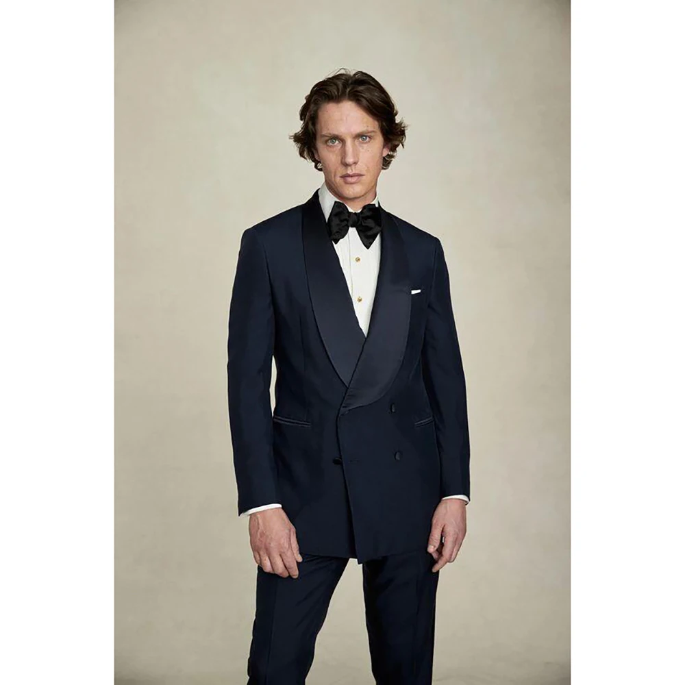 Dark Navy Blue Double Breasted Men Suit Two Pieces(Jacket+Pants) Lapel Outfits Chic Casual Party Prom Wedding Set 
Dark Navy Blue Double Breasted Men Suit Two Pieces(Jacket+Pants) Lapel Outfits Chic Casual Party Prom Wedding Set