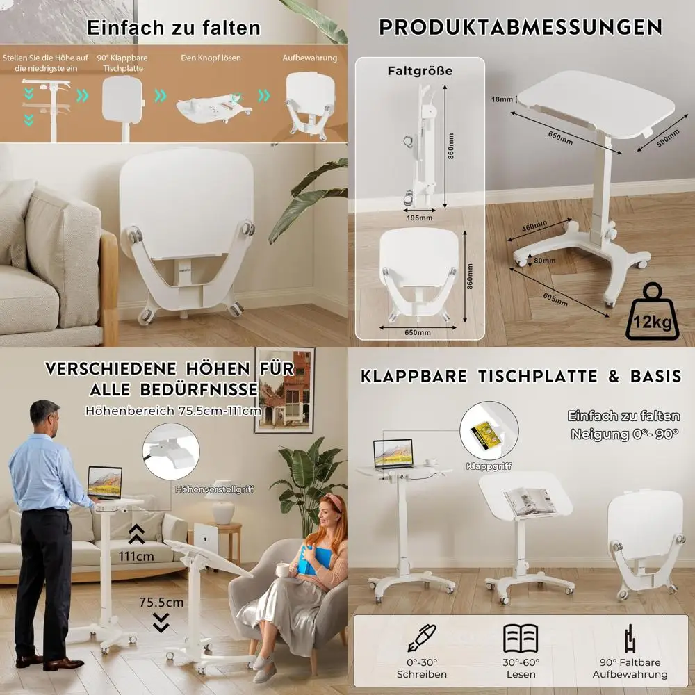 Portable Folding Desk with Gas Spring, Adjustable Height Laptop Stand on Wheels for Home, Office, and Medical Spaces, 25.6 x 19.
Portable Folding Desk with Gas Spring, Adjustable Height Laptop Stand on Wheels for Home, Office, and Medical Spaces, 25.6 x 19.