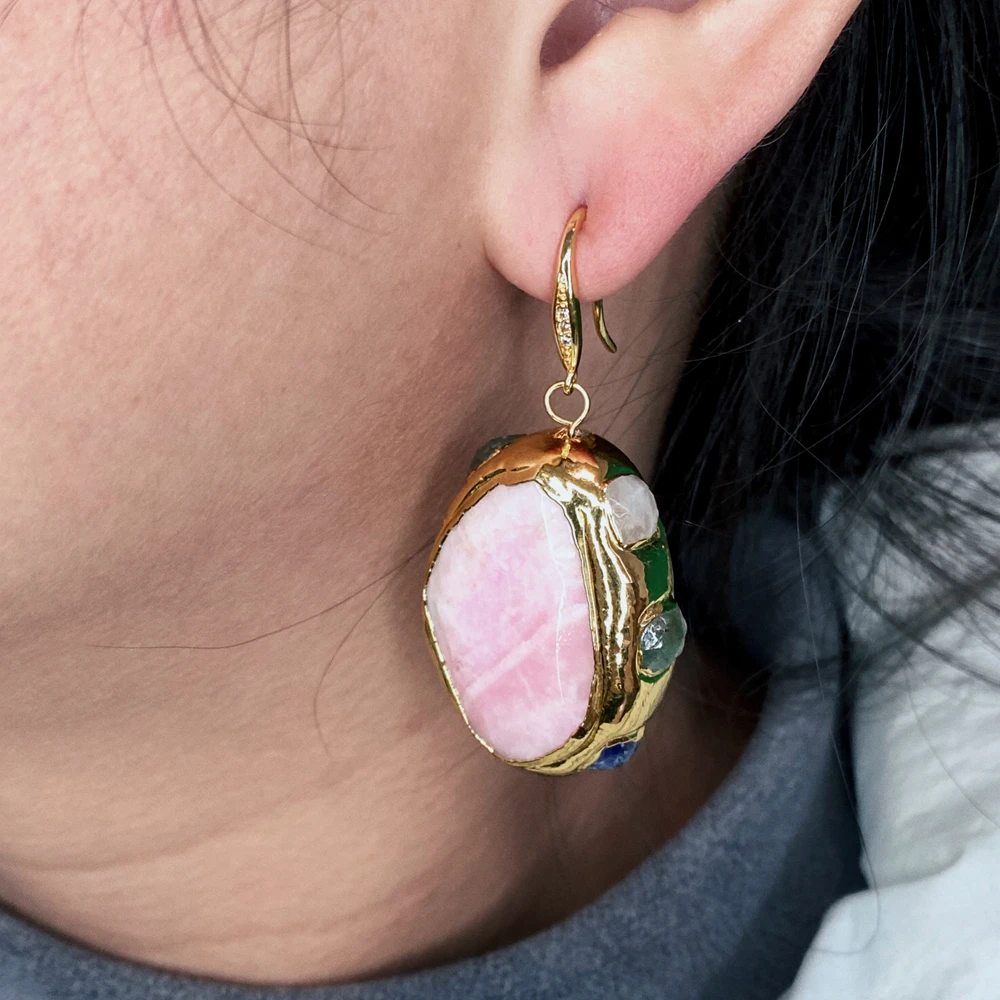 Cultured 10-11mm pink round Pearl Pink nugget Jade gold plated chain bracelet Hook Earrings Set
Cultured 10-11mm pink round Pearl Pink nugget Jade gold plated chain bracelet Hook Earrings Set