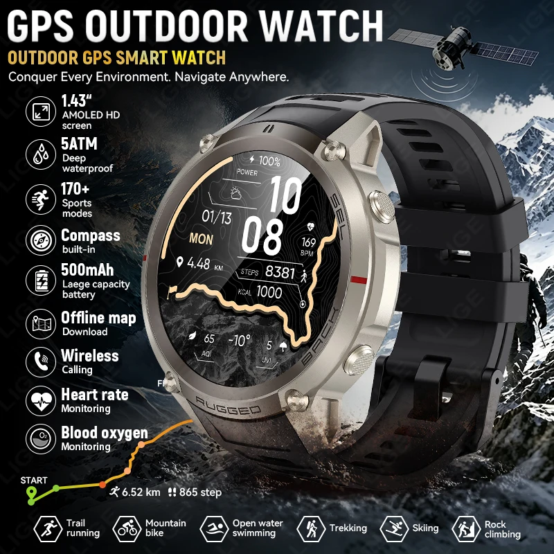 LIGE 2026 GPS Route Navigation Offline Map Smart Watch 5ATM Waterproof Swim Clock 500mAh Battery Men Outdoors Military Watches
LIGE 2026 GPS Route Navigation Offline Map Smart Watch 5ATM Waterproof Swim Clock 500mAh Battery Men Outdoors Military Watches