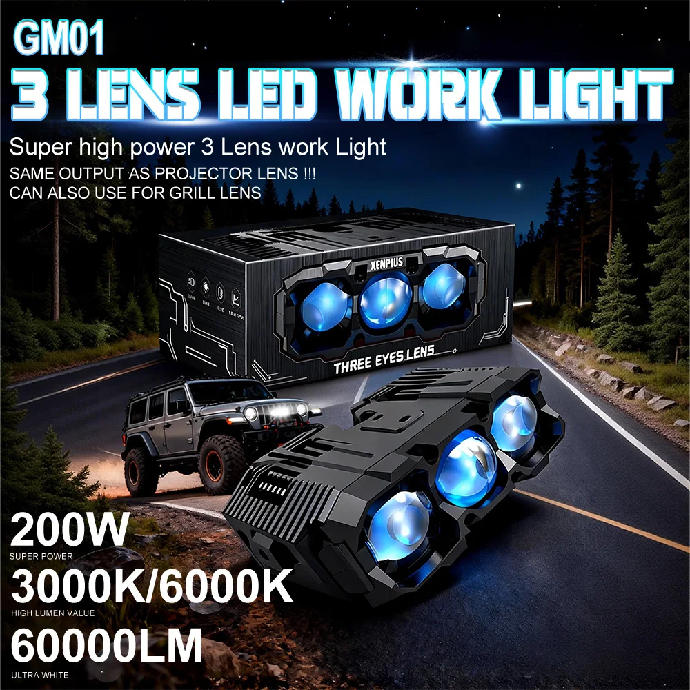 Xenplus GM01 200W Three Eye Lens High Power Car Front Grille Lights Fog Work Light Auxiliary Lights for Off-road Suv Truck
Xenplus GM01 200W Three Eye Lens High Power Car Front Grille Lights Fog Work Light Auxiliary Lights for Off-road Suv Truck