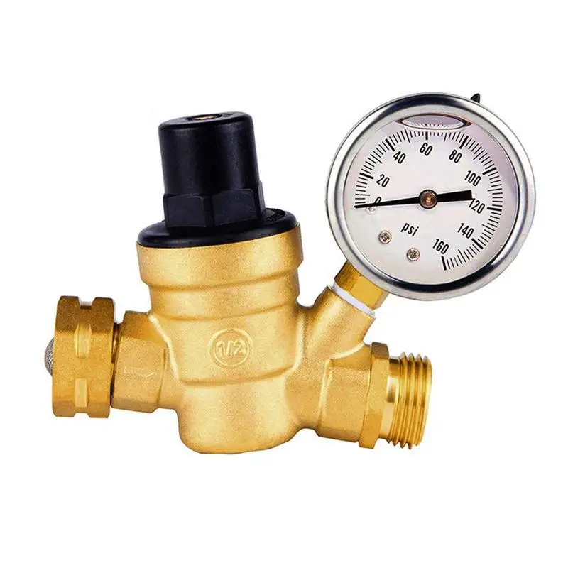 Brass Water Pressure Regulator Adjustable Water High Pressure Regulator With Gauge Camper Water Pressure Regulator For Travel
Brass Water Pressure Regulator Adjustable Water High Pressure Regulator With Gauge Camper Water Pressure Regulator For Travel