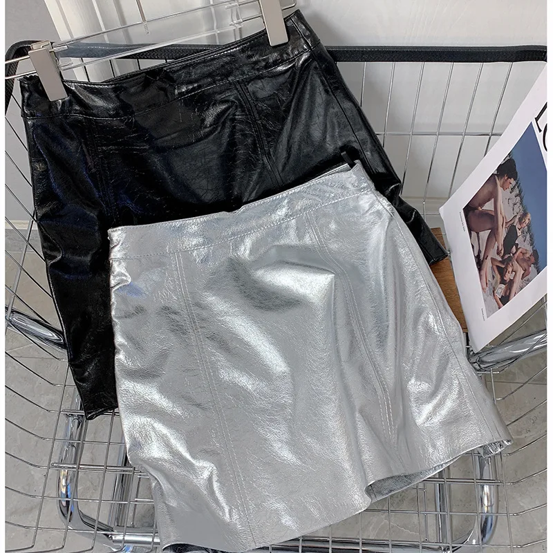 Autumn Korean Style Women's High Quality High-rise Silver Leather Skirt C872
Autumn Korean Style Women's High Quality High-rise Silver Leather Skirt C872