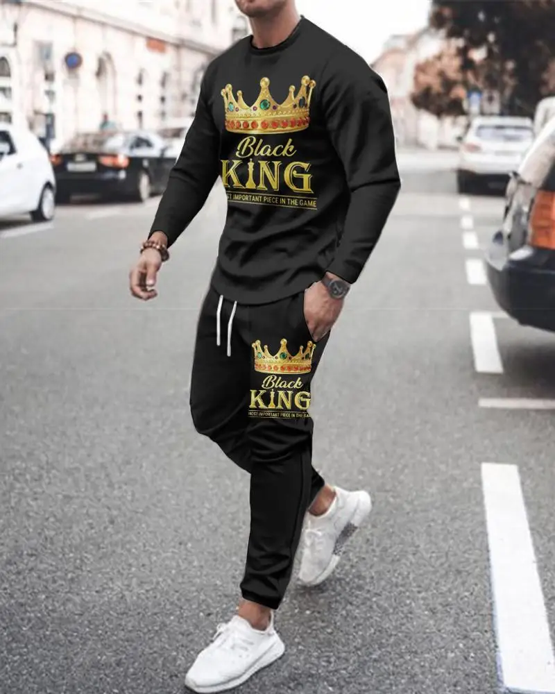 Мужской повседневный спортивный костюм The Black King, костюм для бега, Мужская Осенняя футболка с длинным рукавом + спортивный костюм, костюм из двух предметов
Мужской повседневный спортивный костюм The Black King, костюм для бега, Мужская Осенняя футболка с длинным рукавом + спортивный костюм, костюм из двух предметов