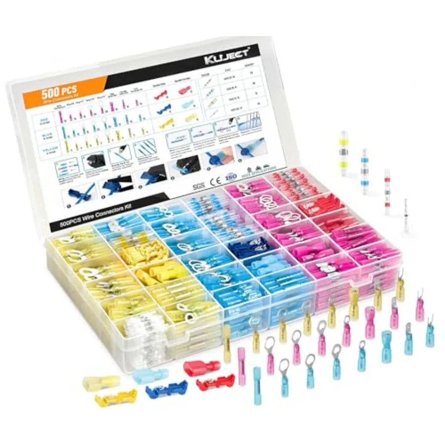 PCS Multipurpose Heat Shrink Wire Connectors Waterproof Electrical Crimp Connector Assortment Kit, Insulated Ring Fork Spade T-
PCS Multipurpose Heat Shrink Wire Connectors Waterproof Electrical Crimp Connector Assortment Kit, Insulated Ring Fork Spade T-