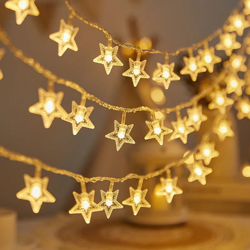 1.5m LED Star String Lights Christmas Garland Battery Box Powered Wedding Party Curtain String Fairy Lamps for Home
1.5m LED Star String Lights Christmas Garland Battery Box Powered Wedding Party Curtain String Fairy Lamps for Home