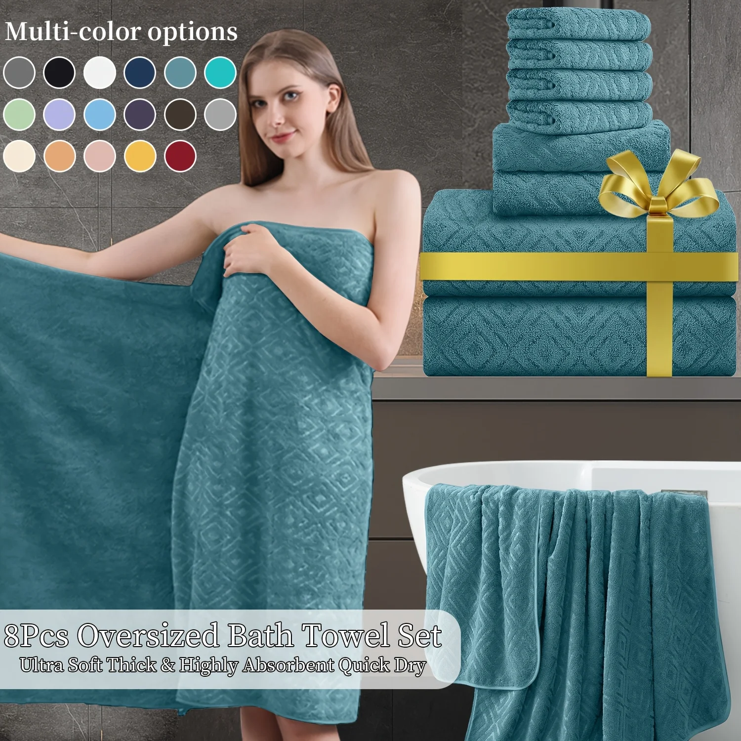8pcs Extra Large Bath Towel, Ultra-Soft Thick Bath Towel Highly Absorbent Quick Dry Towel 700GSM Includes 2 Oversized Bath Ts
8pcs Extra Large Bath Towel, Ultra-Soft Thick Bath Towel Highly Absorbent Quick Dry Towel 700GSM Includes 2 Oversized Bath Ts