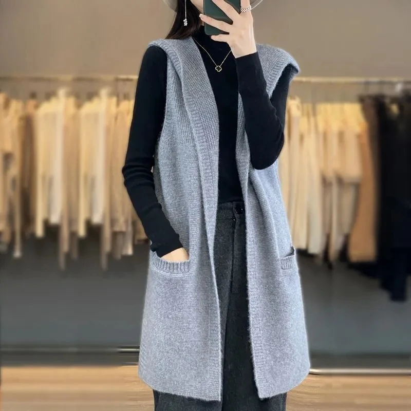 Women Knitted Cardigan Vest Jacket 2024 Autumn Winter Foreign Loose Ladies Vest Coat Hooded Fashion Lady Sweater Vest
Women Knitted Cardigan Vest Jacket 2024 Autumn Winter Foreign Loose Ladies Vest Coat Hooded Fashion Lady Sweater Vest