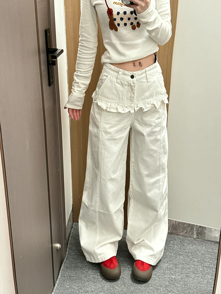 American High Street Design White Denim Jeans Women's Spicy Girl Stand Trim Lace Casual Floor-Length Pants
American High Street Design White Denim Jeans Women's Spicy Girl Stand Trim Lace Casual Floor-Length Pants
