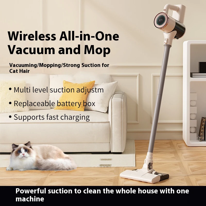 Cordless Vacuum Cleaner 2 in 1 Vacuum and Mop 180W Motor Detachable Battery Multi Angle Brush Home Carpet Pet Hair
Cordless Vacuum Cleaner 2 in 1 Vacuum and Mop 180W Motor Detachable Battery Multi Angle Brush Home Carpet Pet Hair