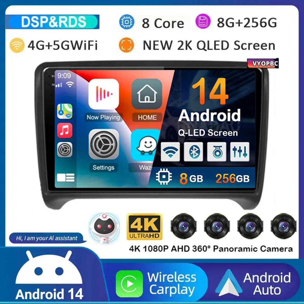 Автомобильная магнитола Carplay, Android 14, для Audi TT MK2 8J 2006-2008-2010 2011 2012-2014, мультимедийный плеер с Wi-Fi и 4G стерео BT
Автомобильная магнитола Carplay, Android 14, для Audi TT MK2 8J 2006-2008-2010 2011 2012-2014, мультимедийный плеер с Wi-Fi и 4G стерео BT