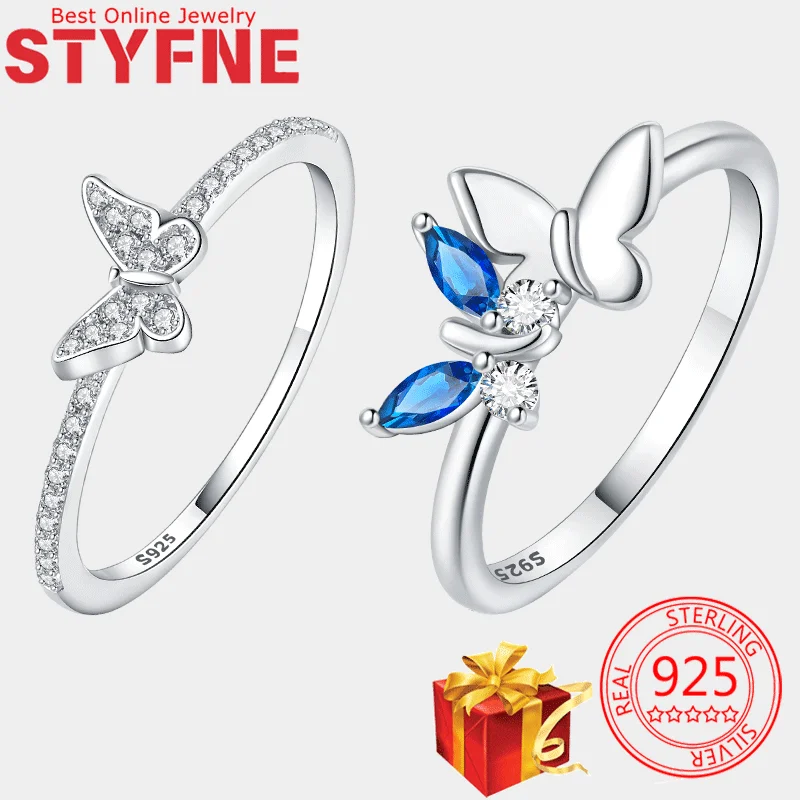 Woman Rings Blue Zirconia Sparkling Butterfly Silver 925 Ring Stackable Moonstone Women's Jewelry Commemorative Day Gift Bag
Woman Rings Blue Zirconia Sparkling Butterfly Silver 925 Ring Stackable Moonstone Women's Jewelry Commemorative Day Gift Bag
