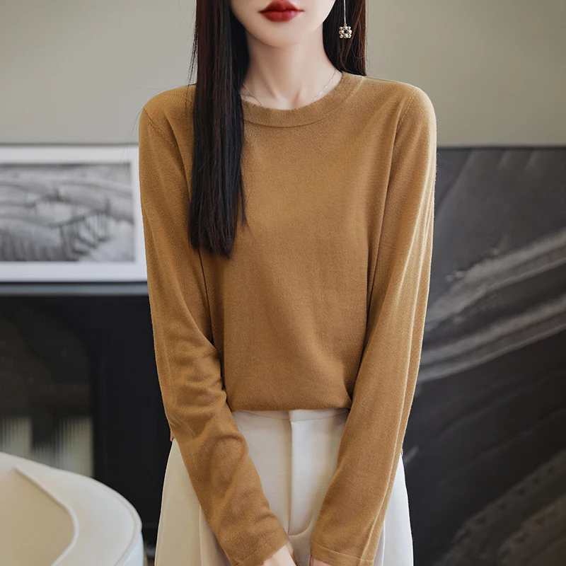 25 New Long Sleeves O-Neck T-Shirt Fine Spun Wool Solid Color T-Shirt Knit Tops Women High Grade T-Shirt Fashion Comfortable Top
25 New Long Sleeves O-Neck T-Shirt Fine Spun Wool Solid Color T-Shirt Knit Tops Women High Grade T-Shirt Fashion Comfortable Top