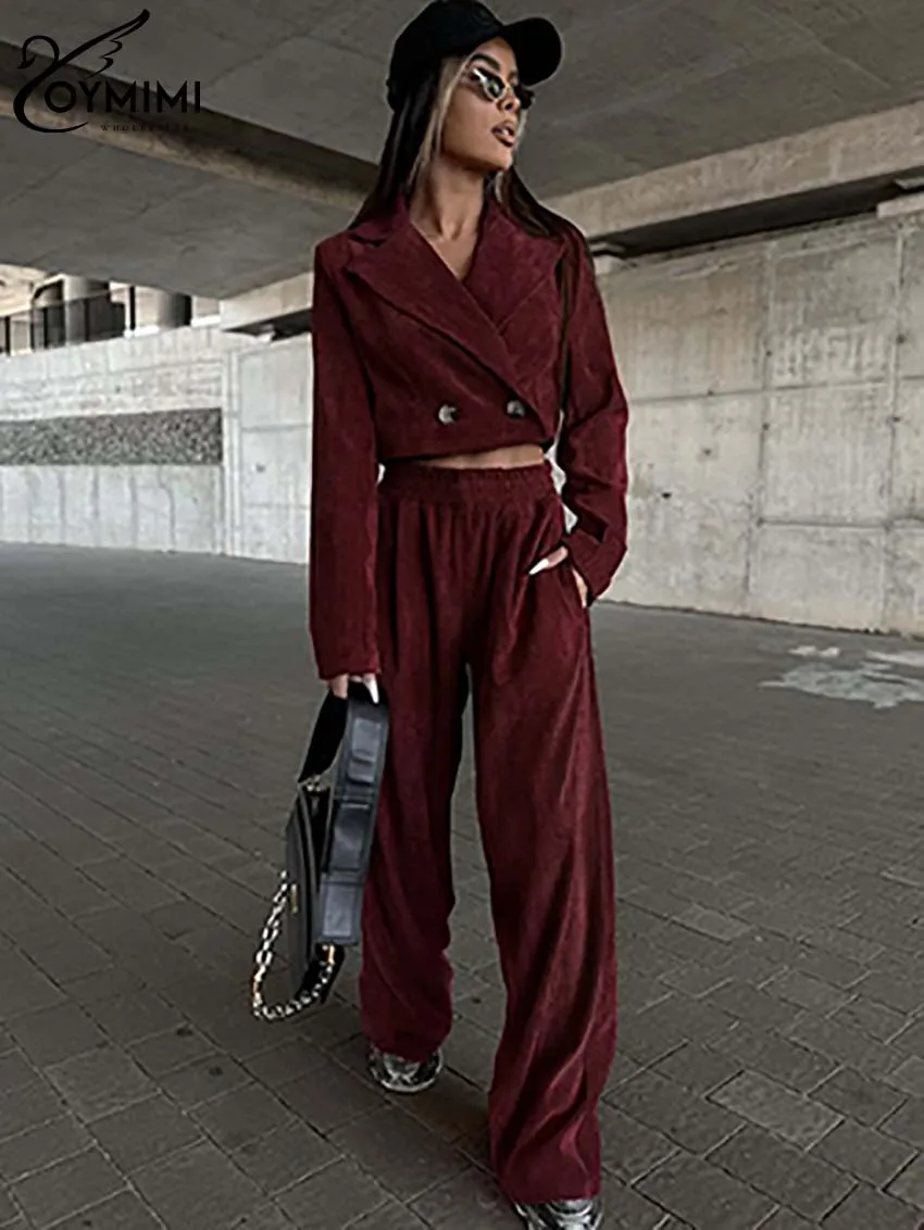 Oymimi Fashion Red Sets For Women 2 Pieces Elegant Long Sleeve Double Breasted Crop Shirts And Straight Simple Trousers Sets
Oymimi Fashion Red Sets For Women 2 Pieces Elegant Long Sleeve Double Breasted Crop Shirts And Straight Simple Trousers Sets