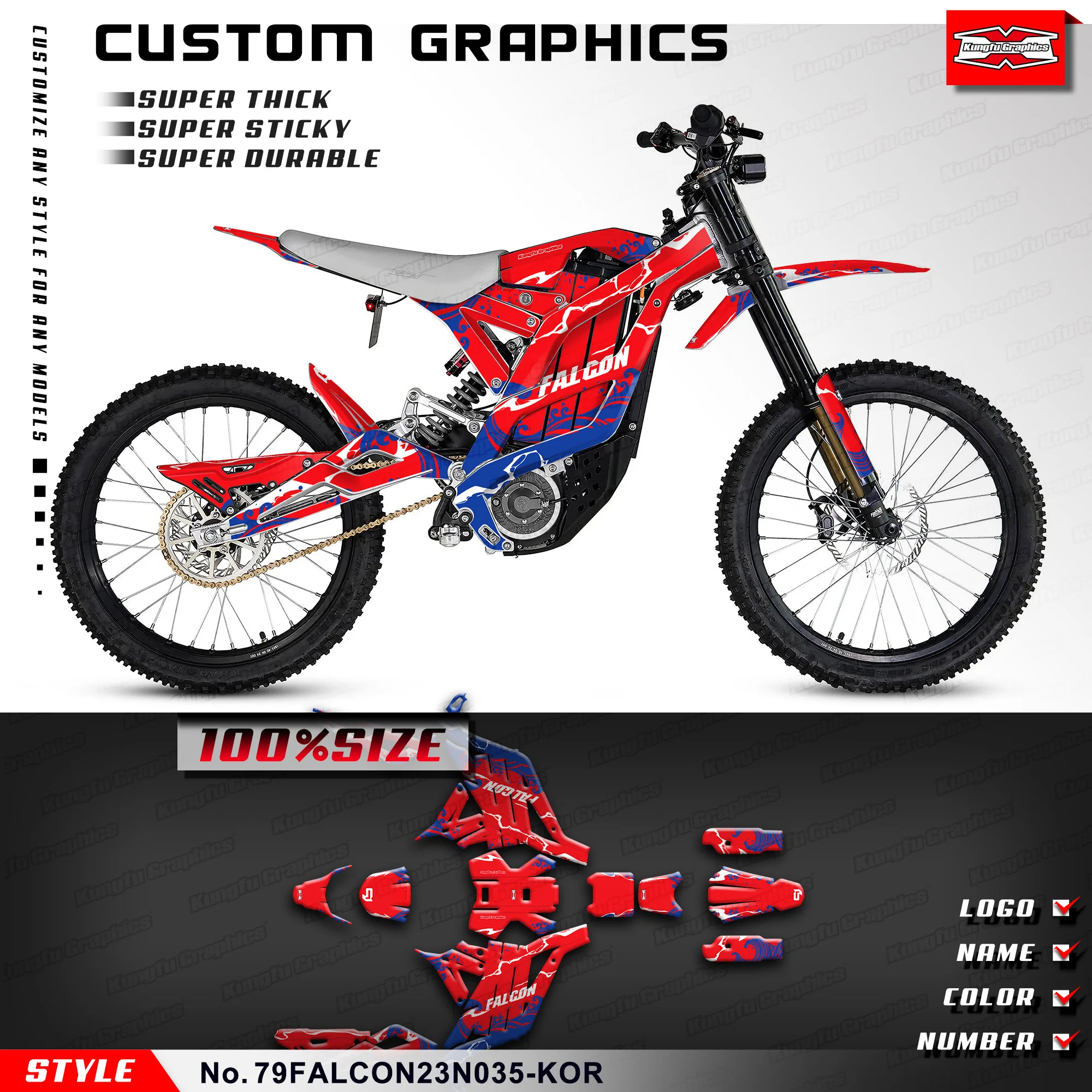 KUNGFU GRAPHICS Customised Adhesive Sticker Motorcycle Graphics for 79BIKE Falcon Pro Dirt eBike 79 Bike Vinyl Decal, Protector
KUNGFU GRAPHICS Customised Adhesive Sticker Motorcycle Graphics for 79BIKE Falcon Pro Dirt eBike 79 Bike Vinyl Decal, Protector