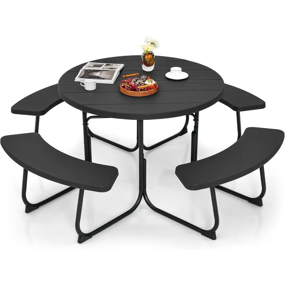 8-местный круглый стол для патио на открытом воздухе с скамейками, отверстием для зонта, прочная HDPE и металлическая конструкция, грузоподъемность 2000 фунтов, бл.
8-местный круглый стол для патио на открытом воздухе с скамейками, отверстием для зонта, прочная HDPE и металлическая конструкция, грузоподъемность 2000 фунтов, бл.