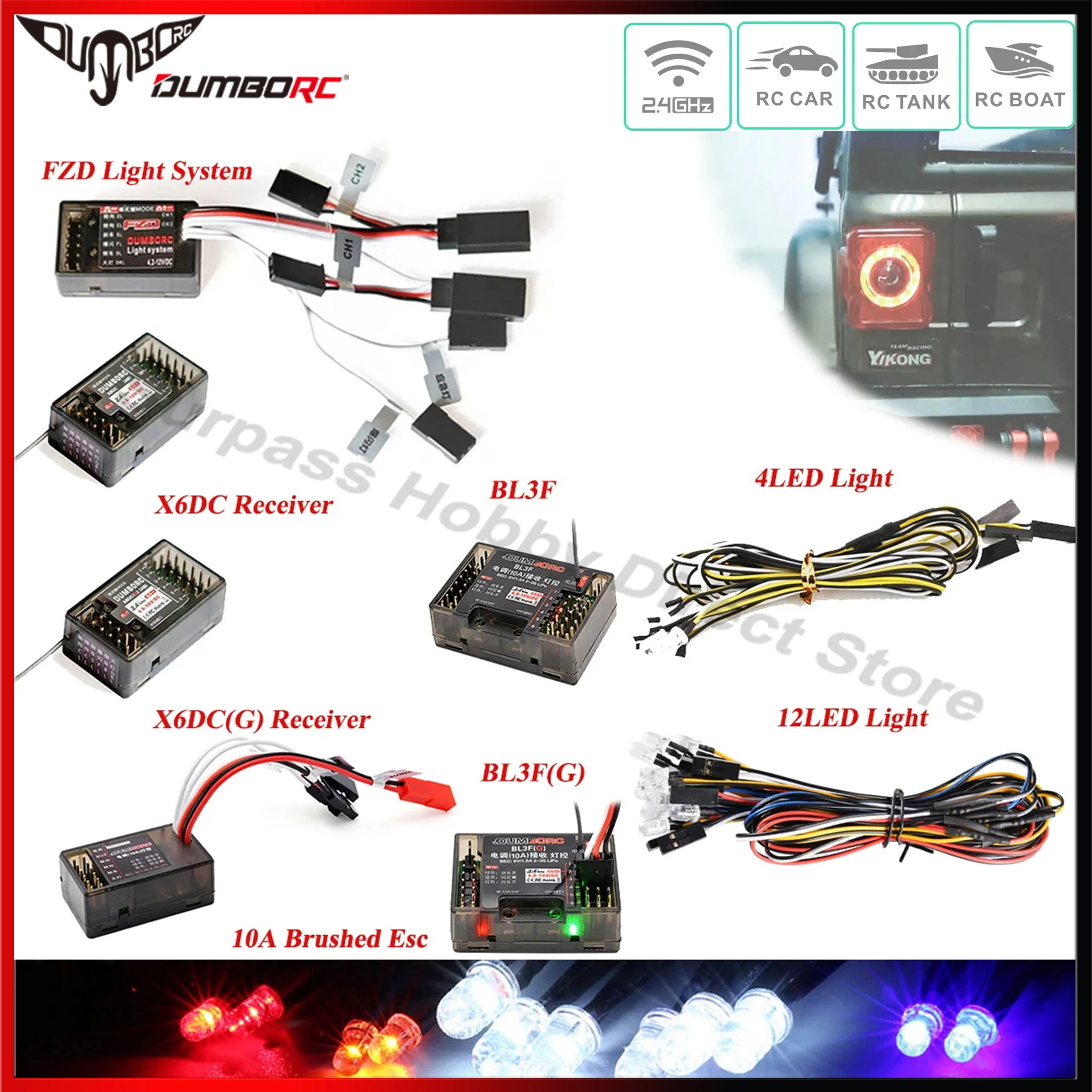 DUMBORC X6DC X6DCG BL3F(G) FZD Gyro Receiver 12LED Light Control System for RC Car Boat Tank Racing DIY Hobby Remote Controller
DUMBORC X6DC X6DCG BL3F(G) FZD Gyro Receiver 12LED Light Control System for RC Car Boat Tank Racing DIY Hobby Remote Controller