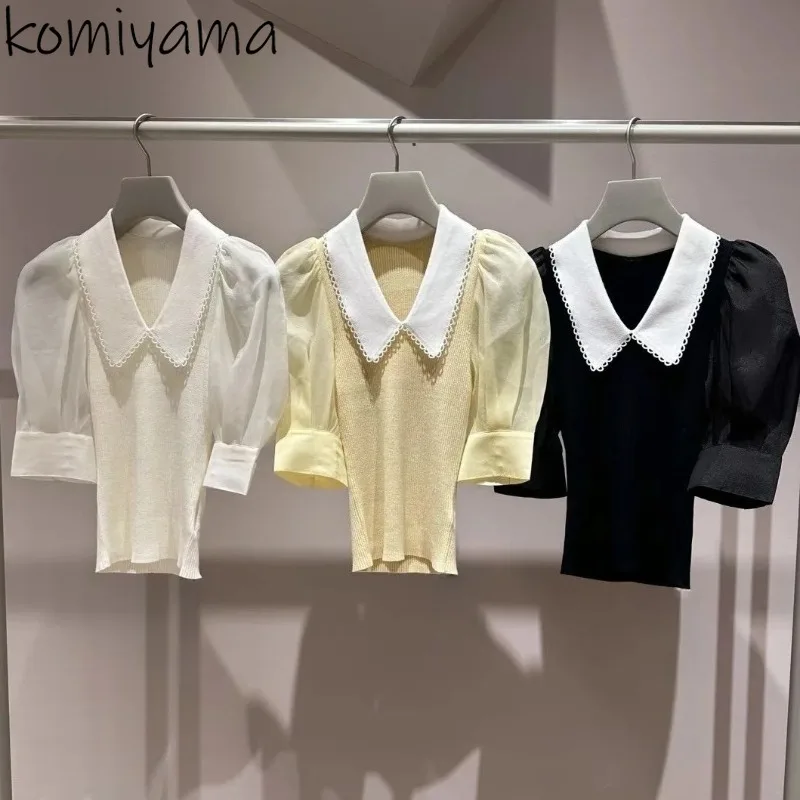 Laple Neck Bubble Sleeve Clothes Summer New Knit Woman Clothing Japanese Sweet Ropa Mujer Elegant Simple Sweater Cute Tops
Laple Neck Bubble Sleeve Clothes Summer New Knit Woman Clothing Japanese Sweet Ropa Mujer Elegant Simple Sweater Cute Tops