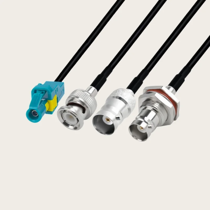 Rosen Mini-Fakra mini single cavity HFM female to BNC male and female AMK16A RG174 cable.
Rosen Mini-Fakra mini single cavity HFM female to BNC male and female AMK16A RG174 cable.