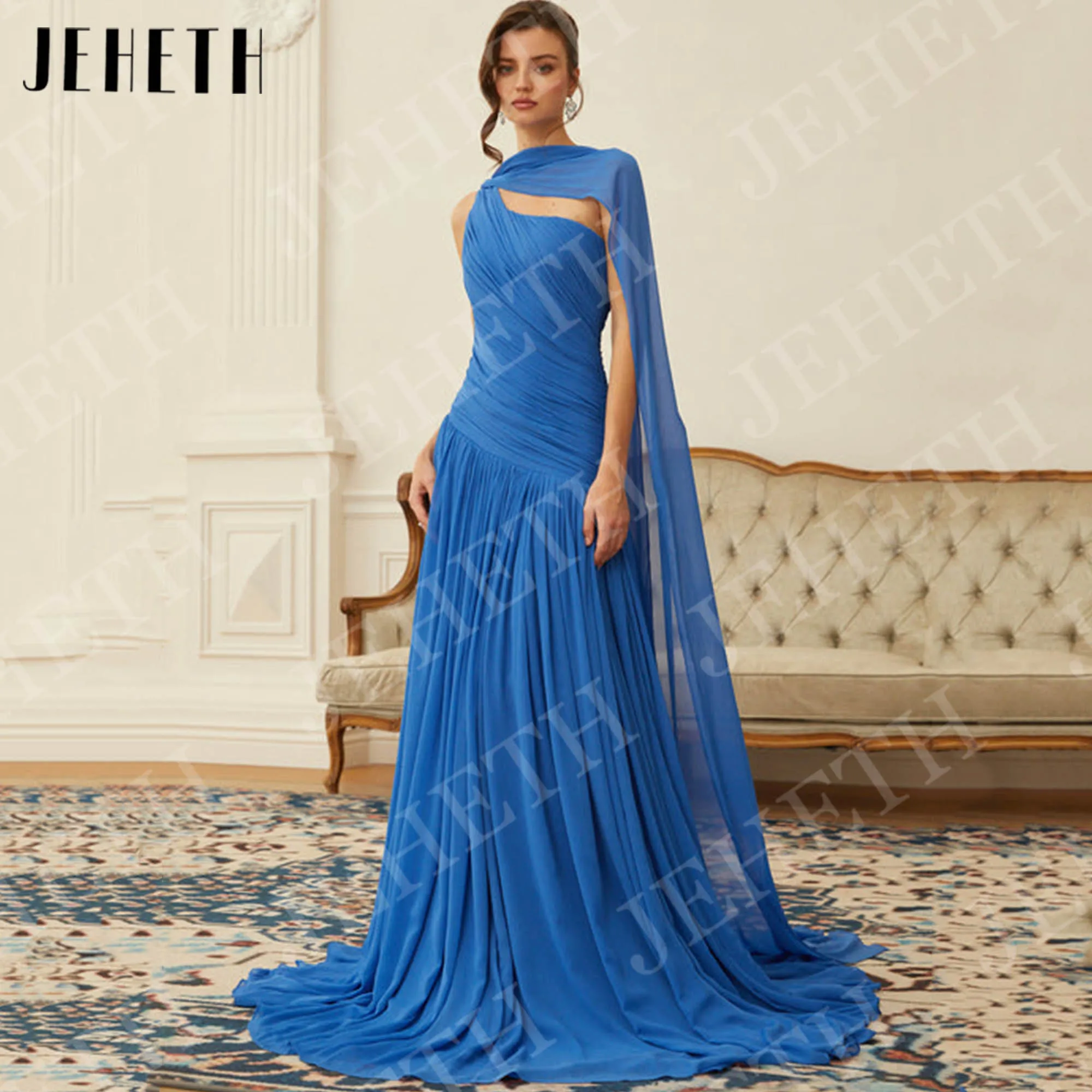 JEHETH Evening Dresses One Shoulder Prom Gowns Customized Woman Blue Chiffon Pleated Formal Party Dress A Line فستان سهرة نسائي
JEHETH Evening Dresses One Shoulder Prom Gowns Customized Woman Blue Chiffon Pleated Formal Party Dress A Line فستان سهرة نسائي
