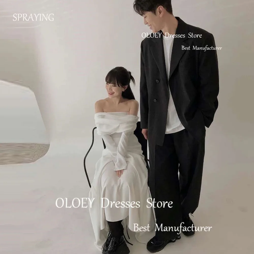 SPRAYING Simple Soft Satin A Line Wedding Dresses Photo shoot Off Shoulder Long Sleeves Evening Formal Party Dress Customized
SPRAYING Simple Soft Satin A Line Wedding Dresses Photo shoot Off Shoulder Long Sleeves Evening Formal Party Dress Customized