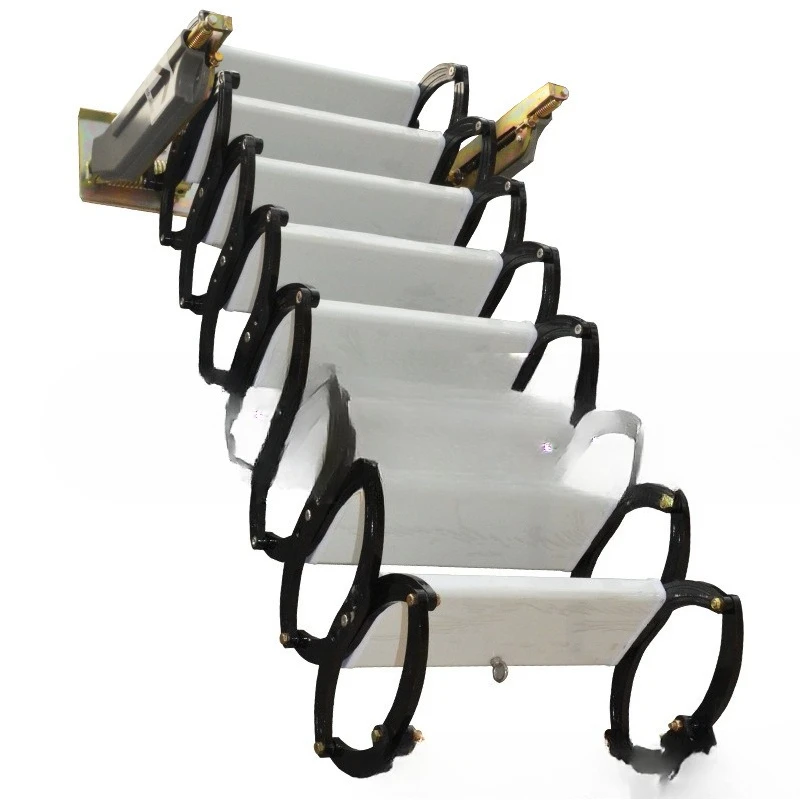 Loft carbon steel folding up and down wall-mounted telescopic ladder Thickened non-slip folding stairs against the wall
Loft carbon steel folding up and down wall-mounted telescopic ladder Thickened non-slip folding stairs against the wall