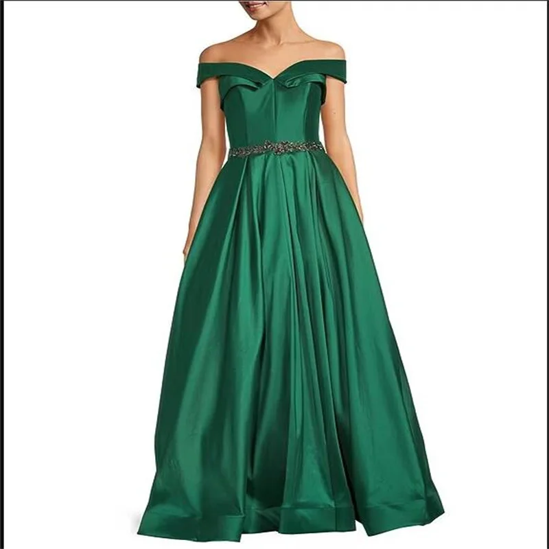 Elegant Off The Shoulder Satin Emerald Green Evening Dress A- Line Floor Length Women's Casual Dresses 2023 Backless Prom Dress
Elegant Off The Shoulder Satin Emerald Green Evening Dress A- Line Floor Length Women's Casual Dresses 2023 Backless Prom Dress