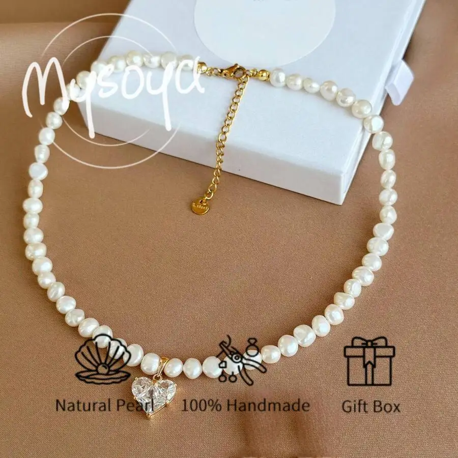 MYSOYA White Baroque Pearl Necklace Heart Pendant 6-7mm Pearl Gift Box Birthday Gift Wedding Jewelry Gift for Him/ Her
MYSOYA White Baroque Pearl Necklace Heart Pendant 6-7mm Pearl Gift Box Birthday Gift Wedding Jewelry Gift for Him/ Her