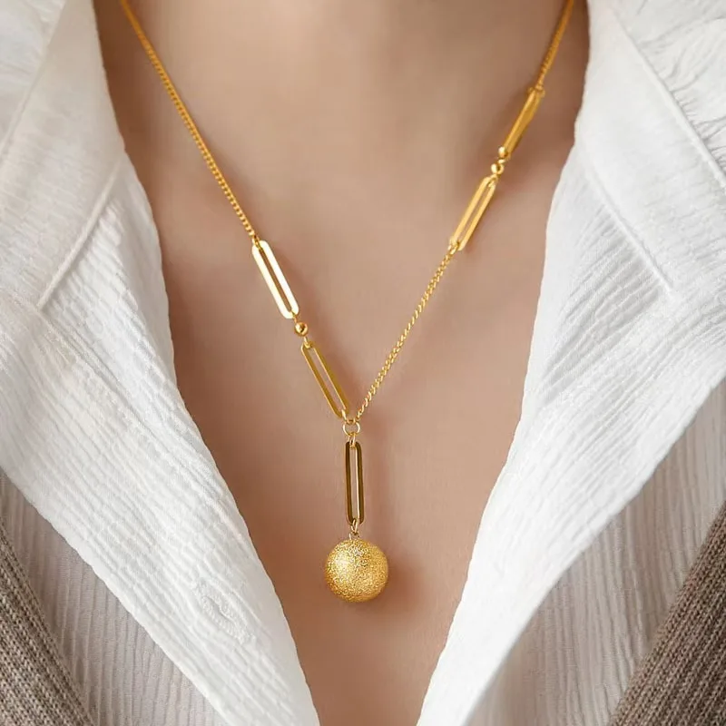 Manifestation Bead Necklace, Matte Gold Titanium Steel Minimalist Pendant, Everyday Layered Collarbone Chain for Women
Manifestation Bead Necklace, Matte Gold Titanium Steel Minimalist Pendant, Everyday Layered Collarbone Chain for Women