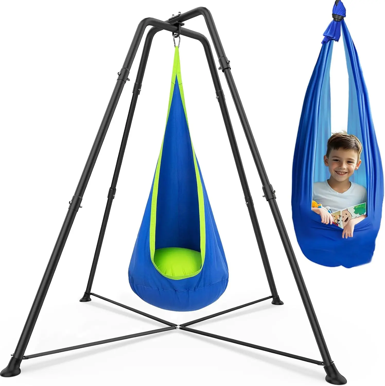 Swing Stand Frame with Sensory/Pod Chair, X-Shaped Swing Set, Metal Hammock Chair Stand for for Kids and Adults Indoor and Outdo
Swing Stand Frame with Sensory/Pod Chair, X-Shaped Swing Set, Metal Hammock Chair Stand for for Kids and Adults Indoor and Outdo