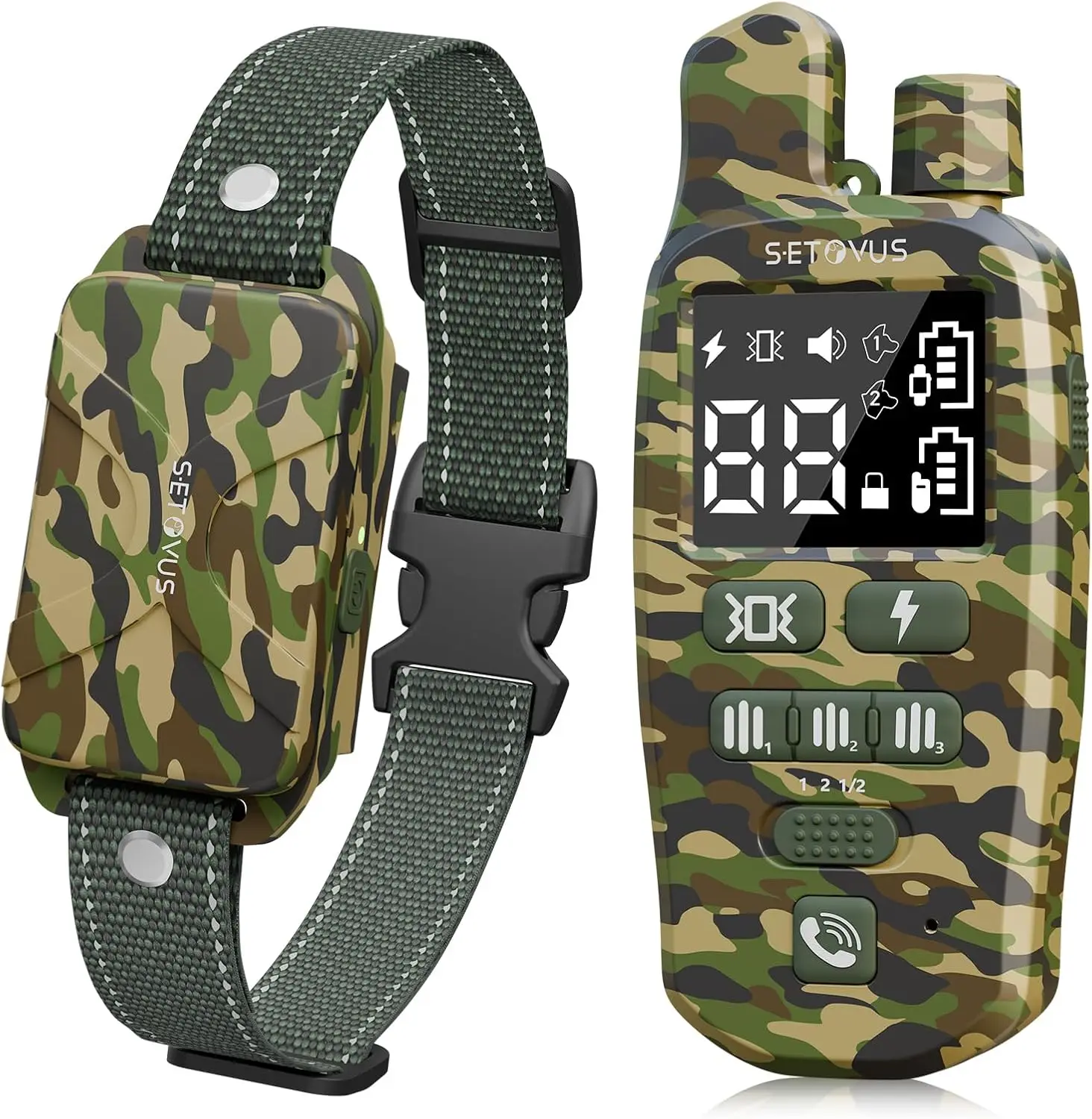 Перезаряжаемый шоковый ошейник для собак, диапазон 4500 футов, с вибрацией, записью, вызовом и шоком для всех пород (камуфляж)
Перезаряжаемый шоковый ошейник для собак, диапазон 4500 футов, с вибрацией, записью, вызовом и шоком для всех пород (камуфляж)