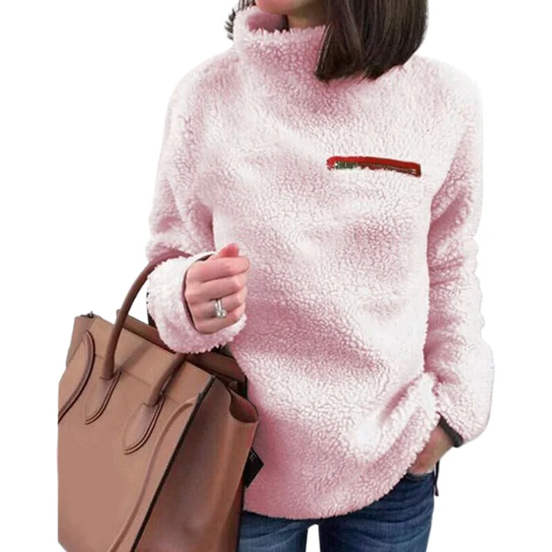 Casual Splicing Zipper Plush Top For Women Autumn Winter New Home Warm Sweater Fashion High Collar Solid Long Sleeved Pullover
Casual Splicing Zipper Plush Top For Women Autumn Winter New Home Warm Sweater Fashion High Collar Solid Long Sleeved Pullover