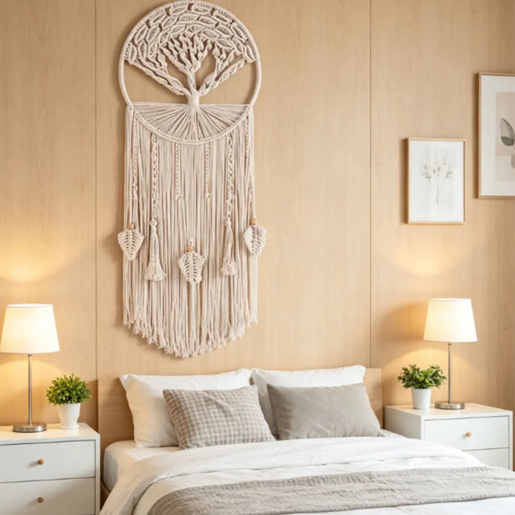 White Cotton Bohemian Dreamcatcher Wall Hanging Handwoven Tapestry for Indoor Outdoor Space Decoration 30x90cm
White Cotton Bohemian Dreamcatcher Wall Hanging Handwoven Tapestry for Indoor Outdoor Space Decoration 30x90cm